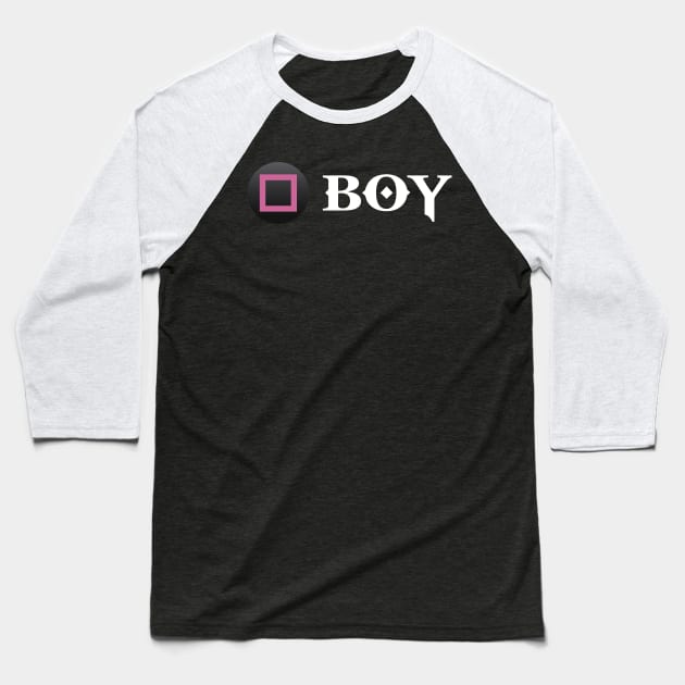 Press square to BOY - God of War Baseball T-Shirt by Dopamine Creative